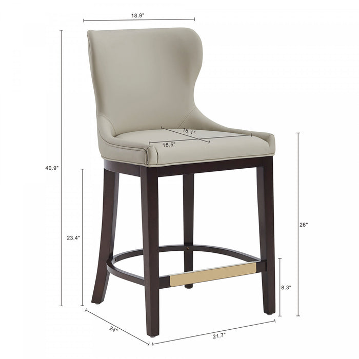 Tabouret de comptoir Blair moderne en bois avec revetement en tissu couleur pierre - Lot de 2