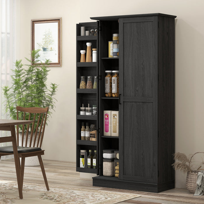 HOMCOM Meuble de rangement de cuisine de 70\" de haut avec etageres, noir