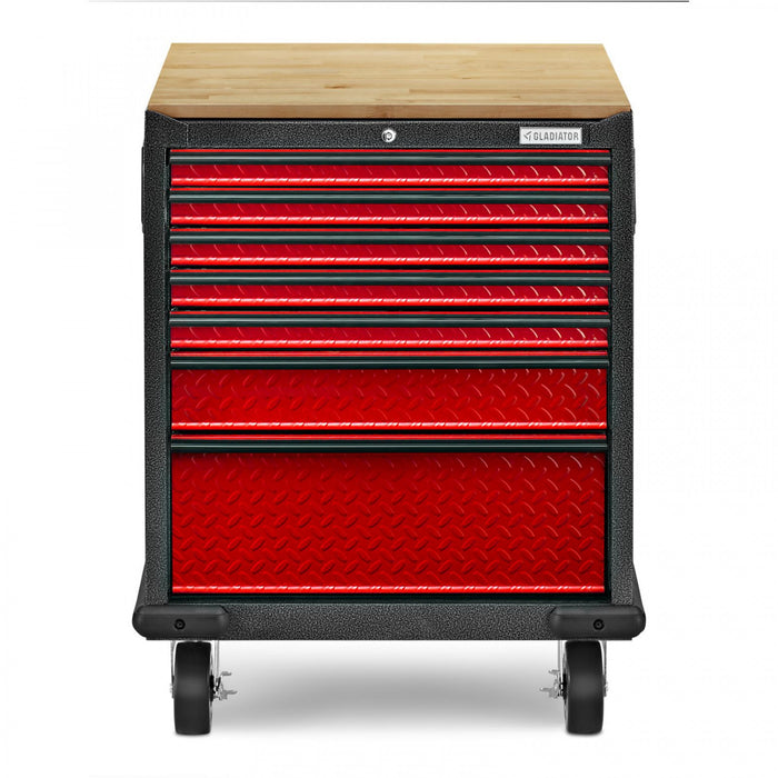 Armoire à outils modulaire de série Premier à 7 tiroirs de Gladiator - bande de roulement rouge
