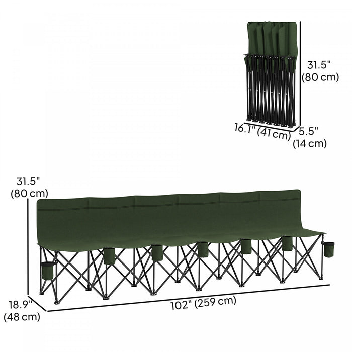 Outsunny Chaise De Camping Pliante 6 Places Avec Porte-gobelet, Vert Fonce