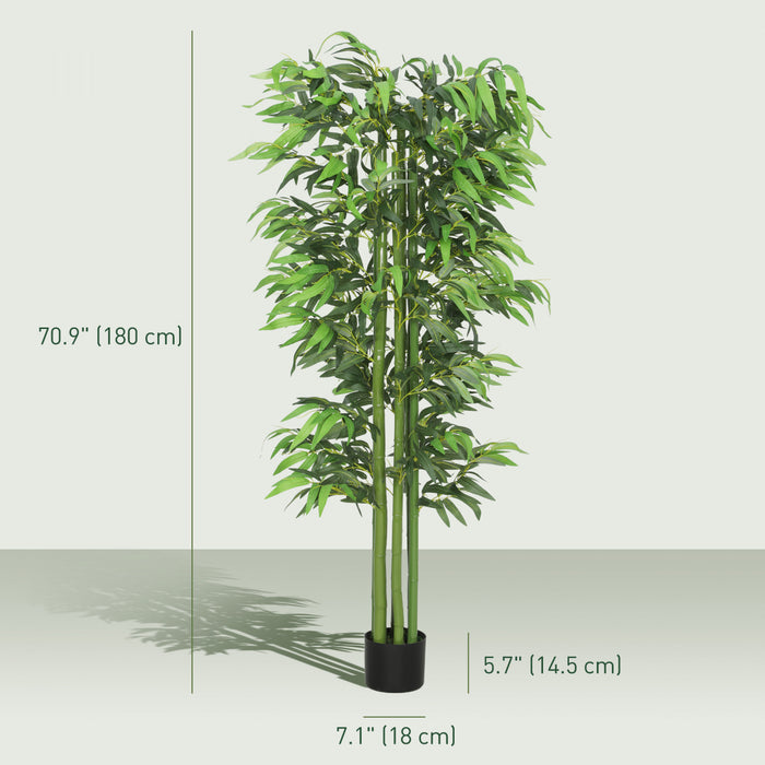 Ensemble de 2 bambous artificiels Outsunny de 1,83 m en pot, decoration interieure, vert