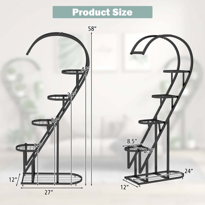 Costway 5 Etagere En Forme De Cœur Avec Crochet Suspendu Pour Plusieurs Plantes Noir