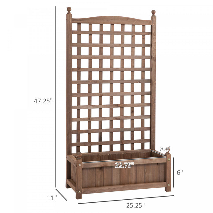 Outsunny Jardiniere Avec Treillis Bac A Fleurs Jardiniere Sur Pied Inserts D'irrigation Inclus Bois Sapin Brun