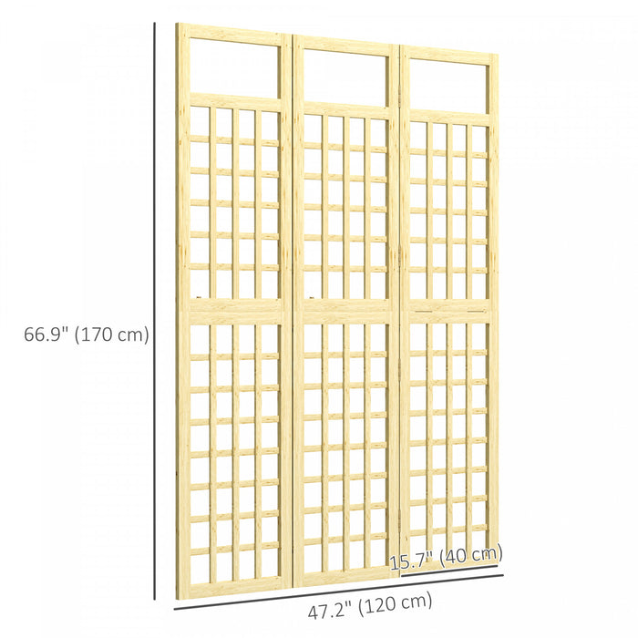 Outsunny Ecran De Confidentialite Exterieur En Bois 3 Panneaux Bois Naturel
