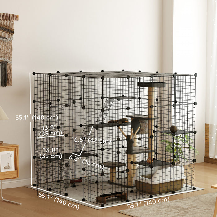 Cage Pour Chat De 55 Po Avec Plates-formes Pour 1 A 3 Chats