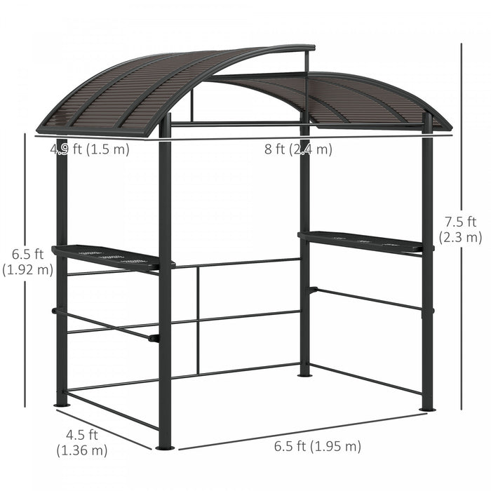 Outsunny Abri De Tonnelle 8'x5' Avec Toit Ventile En Pc, Etageres Laterales