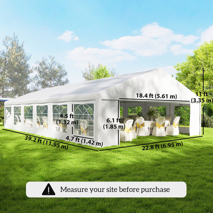 Outsunny Tente de mariage robuste 23' x 39' avec parois laterales, blanc