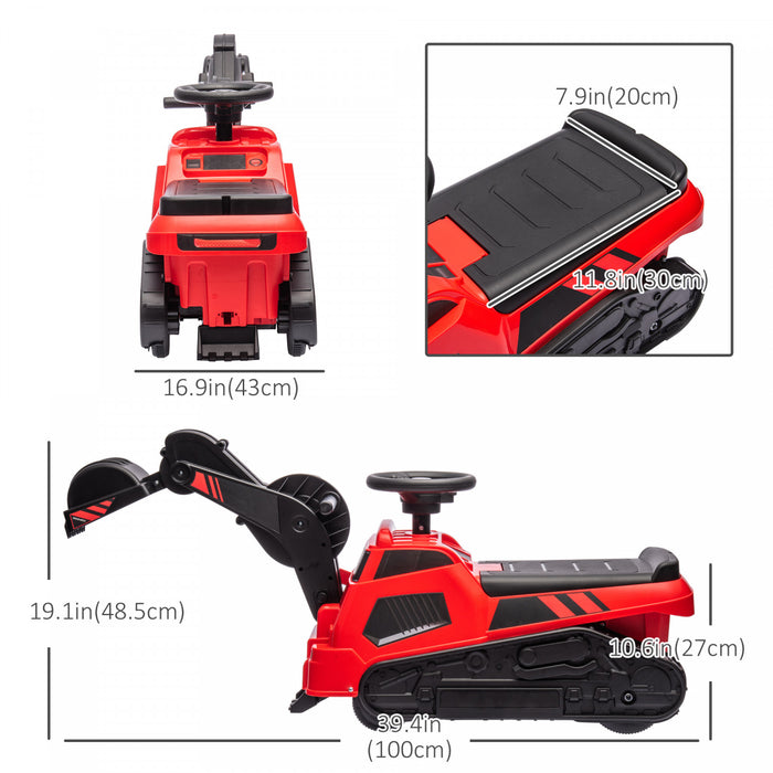 Aosom Voiture De Construction Pour Enfants 3 En 1, Rouleau Compresseur, Pelle, Bulldozer, Construction De Jeu Sans Puissance Avec Musique, Pour 18 A 48 Mois, Rouge