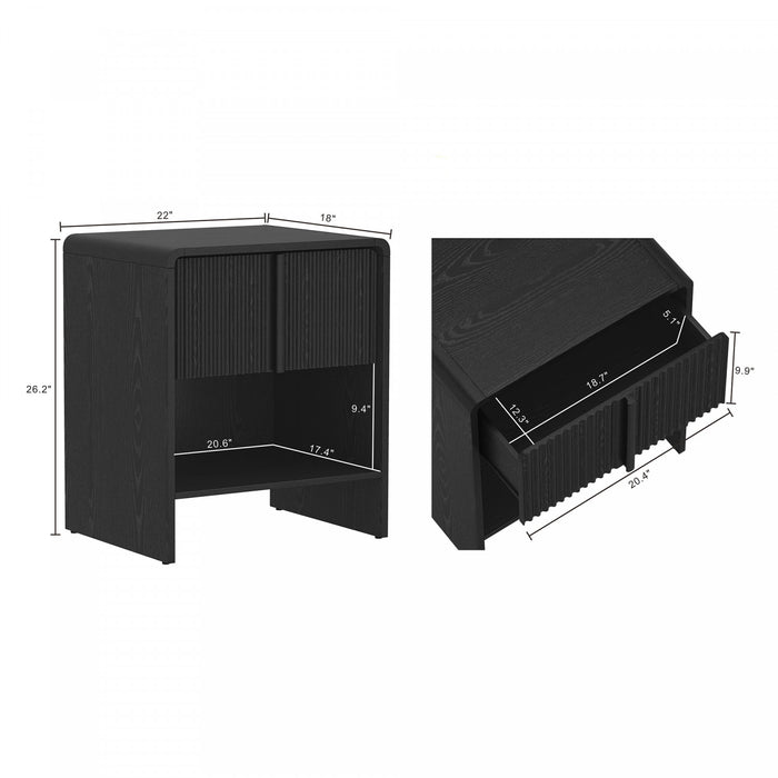 Table de nuit contemporaine Novara 56 cm en noir (1 tiroir)