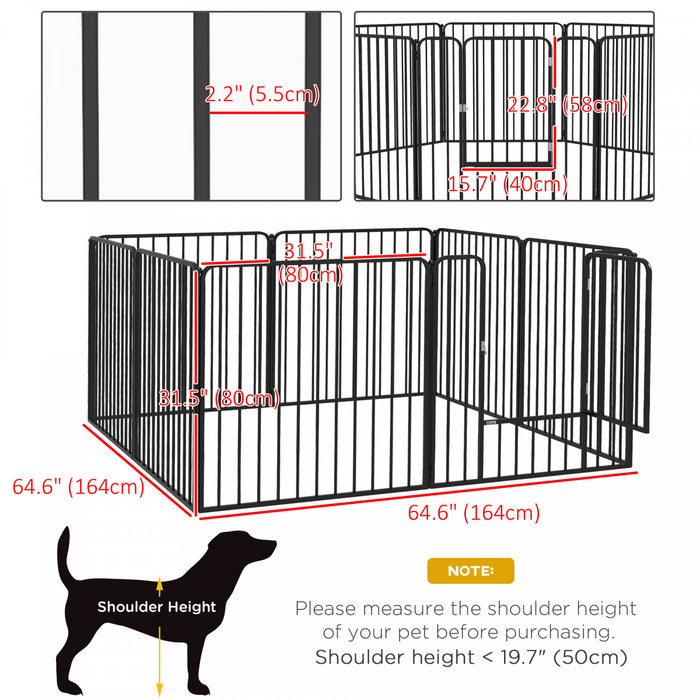 Pawhut Parc Pour Chien, 8 Panneaux De 31.5\" De Hauteur En Acier, Parc D'exercice Pour Chiots, Design Diy, Exterieur Interieur, Pour Petits Et Moyens Chiens.