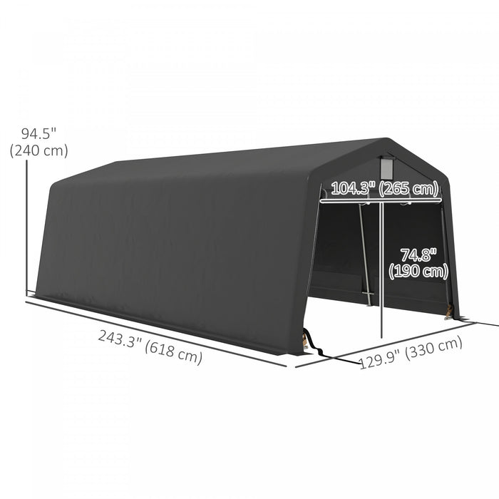 Outsunny Abri De Garage 11' X 20' Avec Fenetres De Ventilation, Gris Fonce