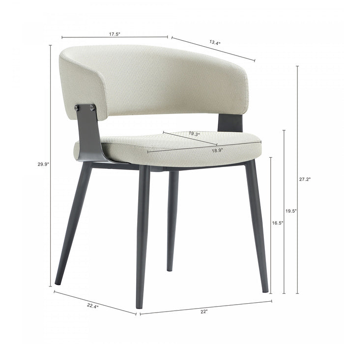 Chaise de salle a manger moderne Luce en cuir vegetalien texture et metal, couleur avoine - Lot de 4