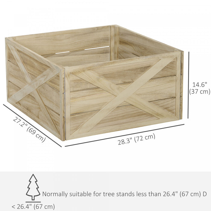HOMCOM Boite en bois pour base de sapin de Noel 28\", bois vieilli clair