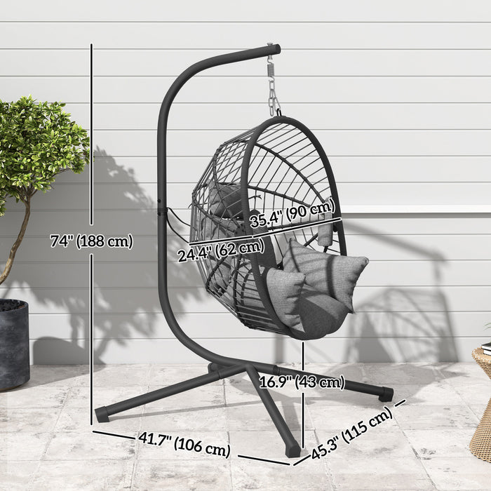 Fauteuil suspendu Outsunny avec coussin epais, chaise hamac, gris