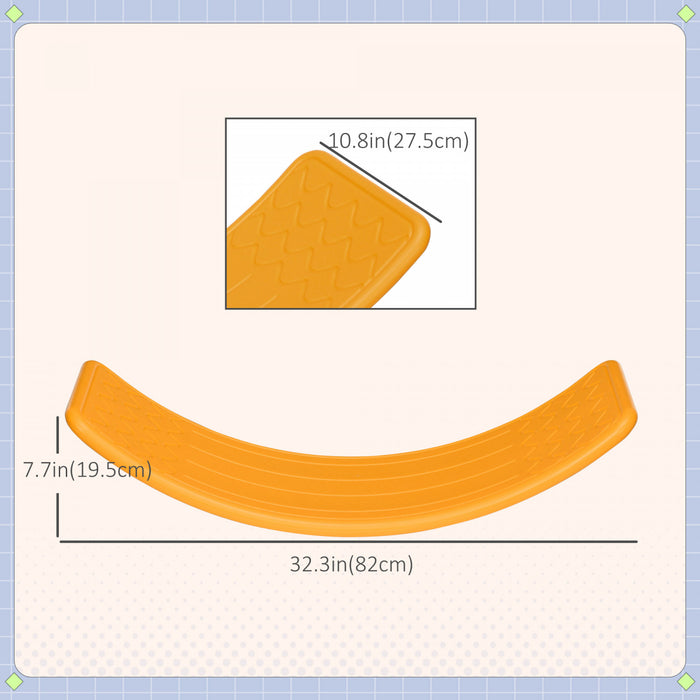 Qaba Planche D'equilibre 32,3\" Pour Enfants, Planche A Bascule Courbee, Apprentissage Prescolaire Termine, Jouet Montessori Waldorf, Pour 3 A 6 Ans, Jaune