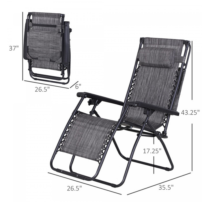 Chaise Longue Pliante 2 Pieces Avec Auvent De Protection, Gris Fonce