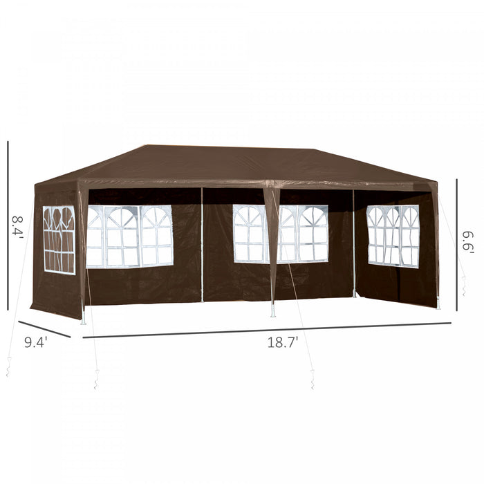 Tente de reception Outsunny 18,7' x 9,4', jardin Auvent pour evenements, couleur cafe