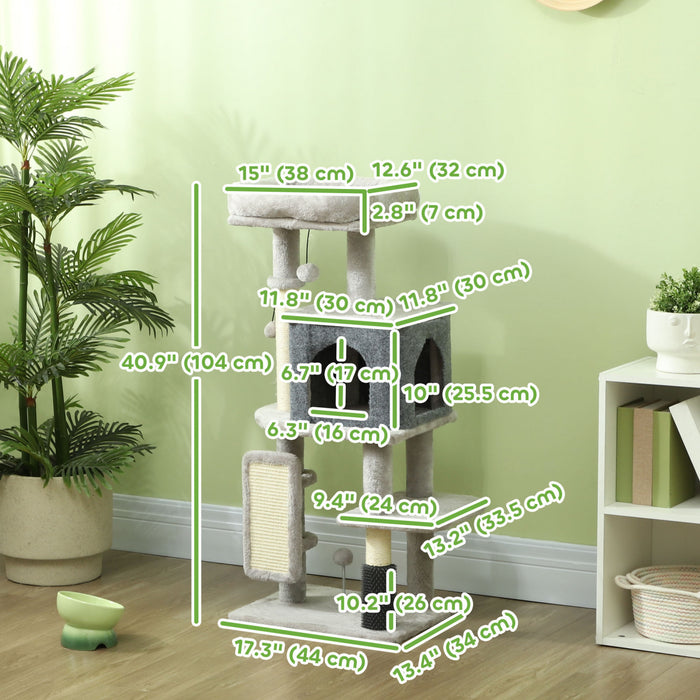 Arbre A Chat De 52 Pouces Avec Griffoirs, Gris Clair