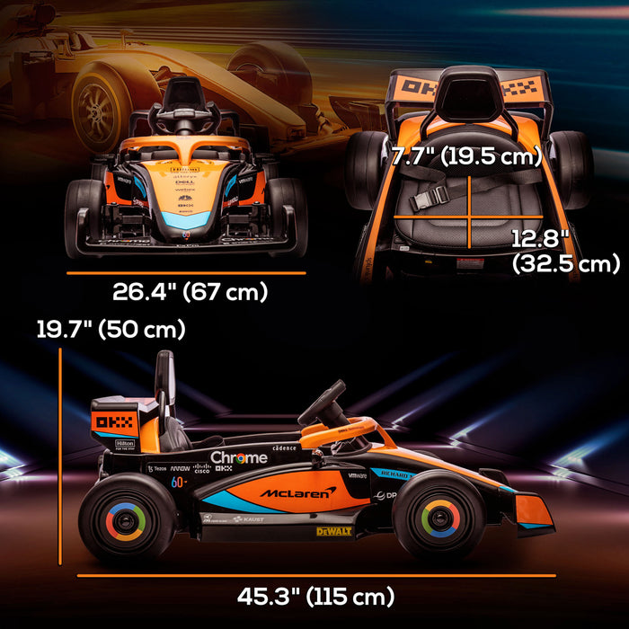 Qaba Voiture Electrique 12 V Pour Enfants Avec Telecommande, Voiture Electrique Pour Enfants Alimentee Par Batterie Avec Suspension, Musique, Mp3, Pour Les Tout-petits De 3 A 5 Ans, Orange