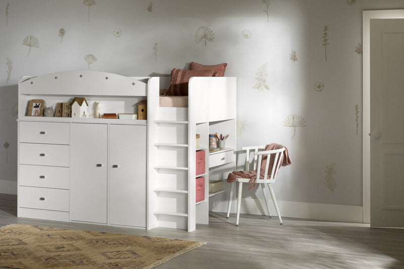 Tiara Lit Mezzanine Avec Bureau - Blanc Solide