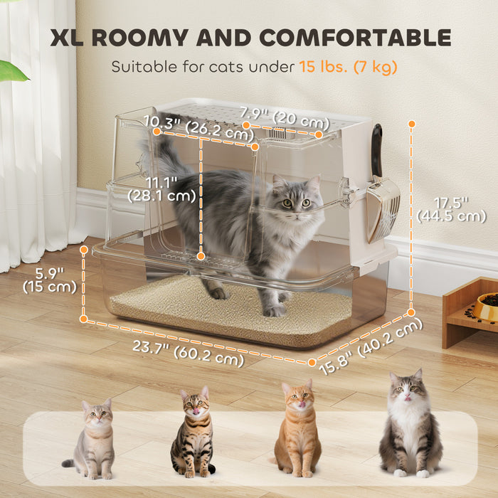 Xl Stainless Steel Litter Box W/ 100° Flip Top For Big Cats
