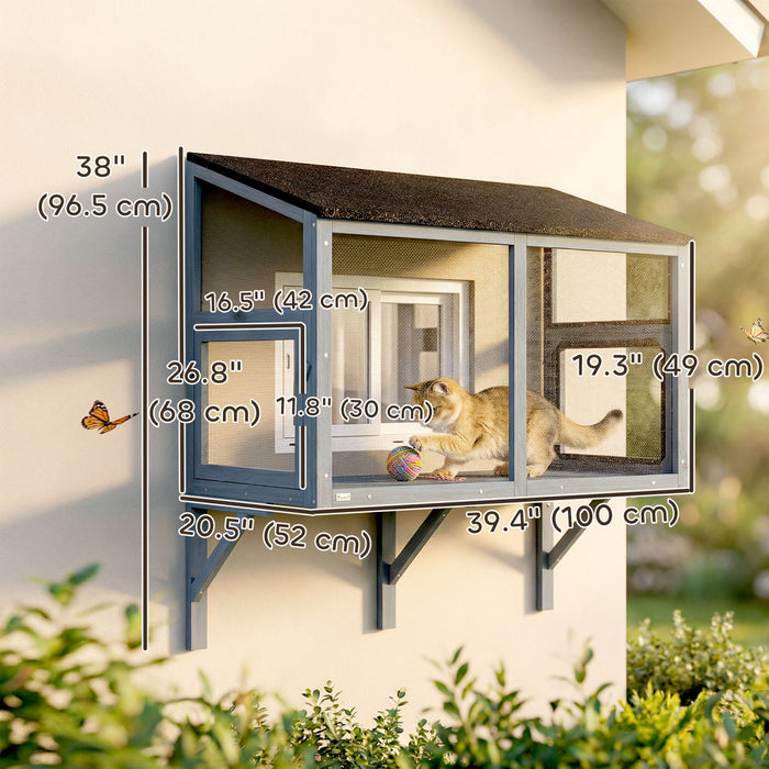 Catio Extensible pour Fenetre, Enclos Exterieur pour Chat, 100 cm