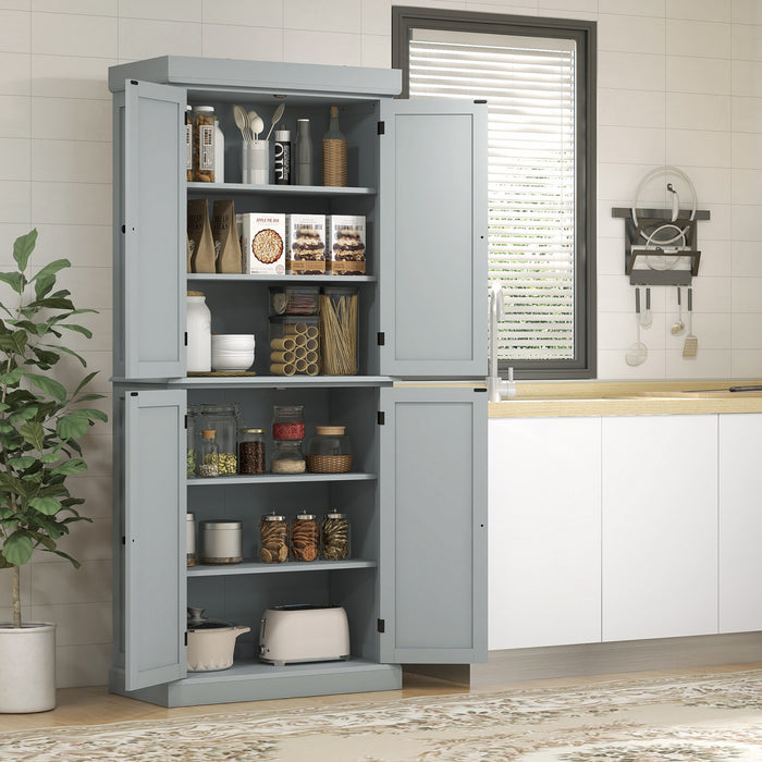 HOMCOM Garde-Manger Cuisine 4 Portes Autoportant Etageres Gris