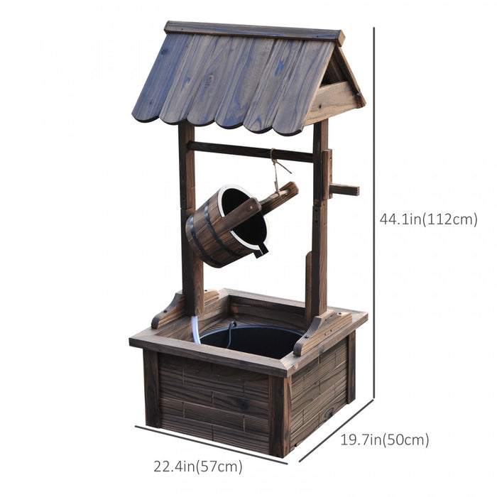 Outsunny Fontaine Cascade Exterieure En Bois Avec Pompe Electrique, Brun