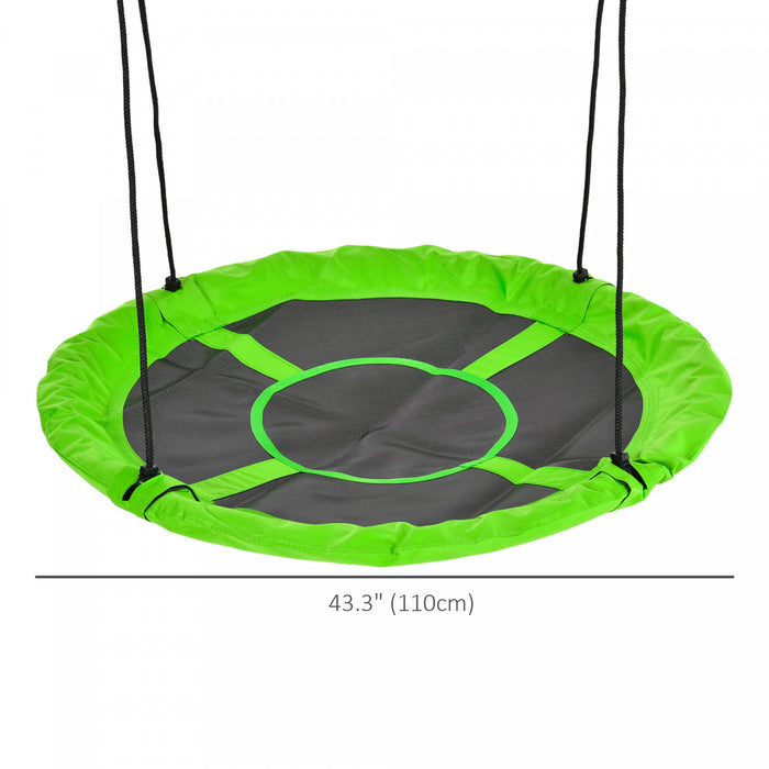 Outsunny Balancoire geante a suspendre avec soucoupe de 43.25\", siege en corde en toile nid d'abeille, cordes de suspension reglables pour enfants de 3 a 12 ans, vert