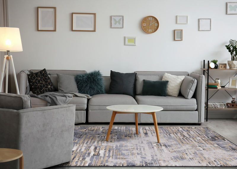 Carpette Isabelle bleue à aspect vieilli - 5 pi 3 po x 7 pi 7 po