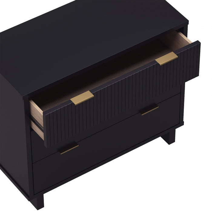 Commode contemporaine Elara 38\" en bois massif noire (3 tiroirs)