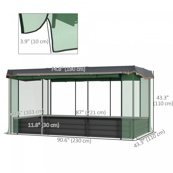 Outsunny Lit De Jardin Sureleve Galvanise Avec Cage De Culture Et Toile