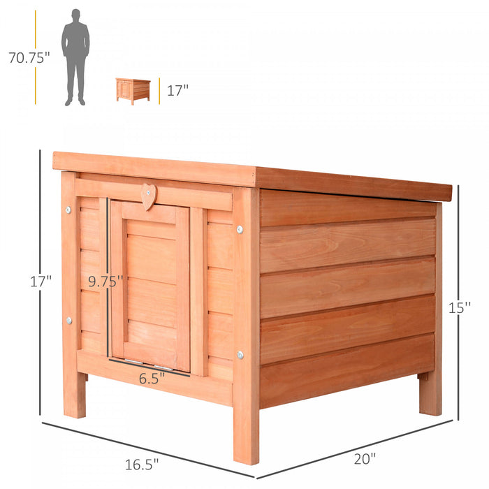 Pawhut 20\" X17\"x17\" Clapier En Bois Pour Lapins Maison Pour Petits Animaux Lapin Cochon D'inde Cage Pour Animaux De Compagnie Coop Abri Pour Chat Rouge Orange