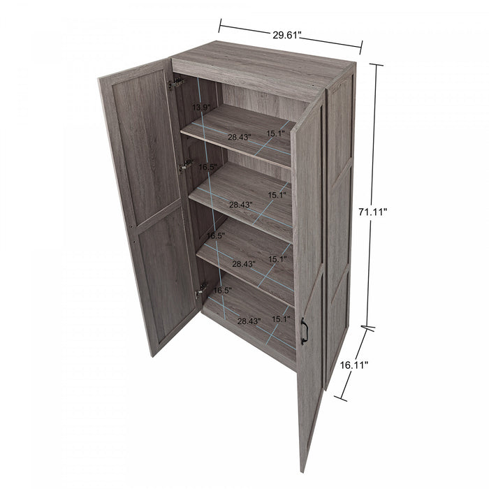 Armoire de rangement Cornelia Modern 30\" en gris (4 etageres)