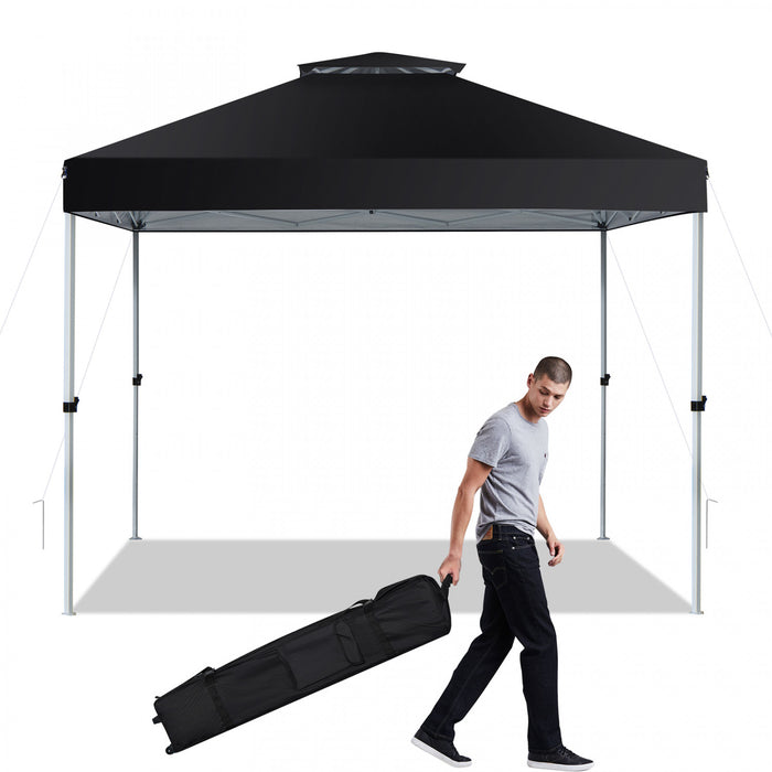 2-tier 10’ X 10’ Pop-up Canopy Tente Gazebo Instantane Sac De Transport Reglable Avec Roue