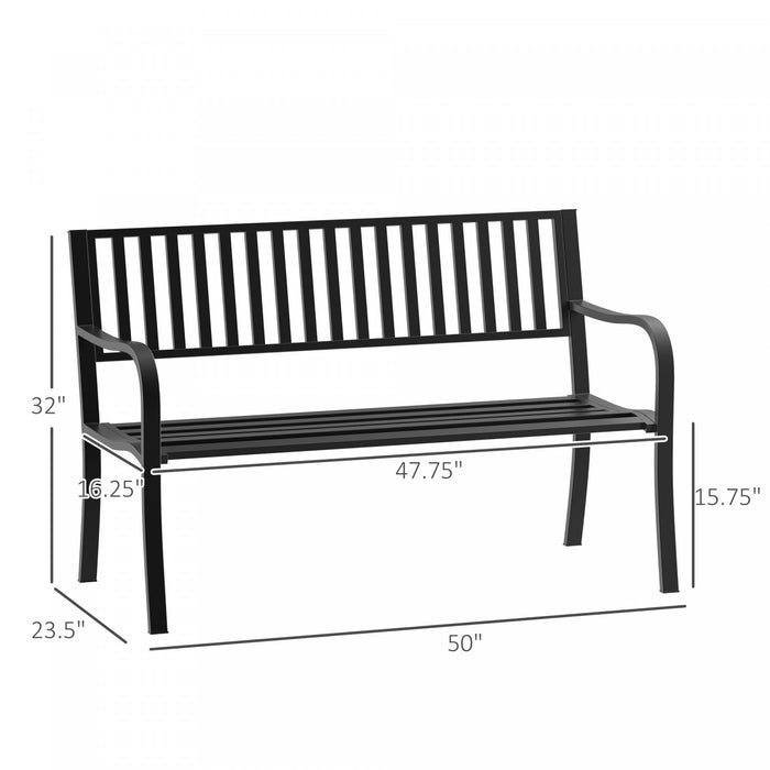 Banc De Jardin En Acier Outsunny 50\" Mobilier D'exterieur, Noir