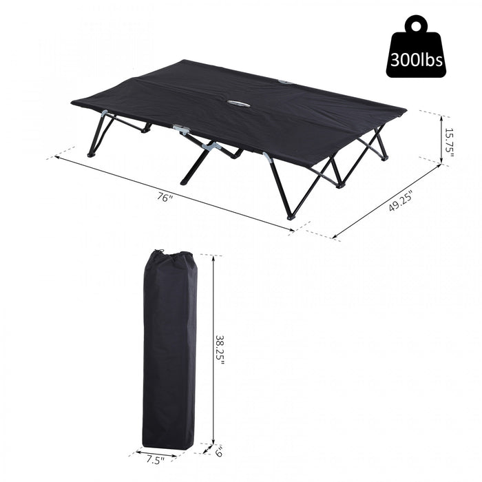 Outsunny Lit De Camping Pliant Pour Deux Personnes De 76 Po Avec Sac De Transport, Noir