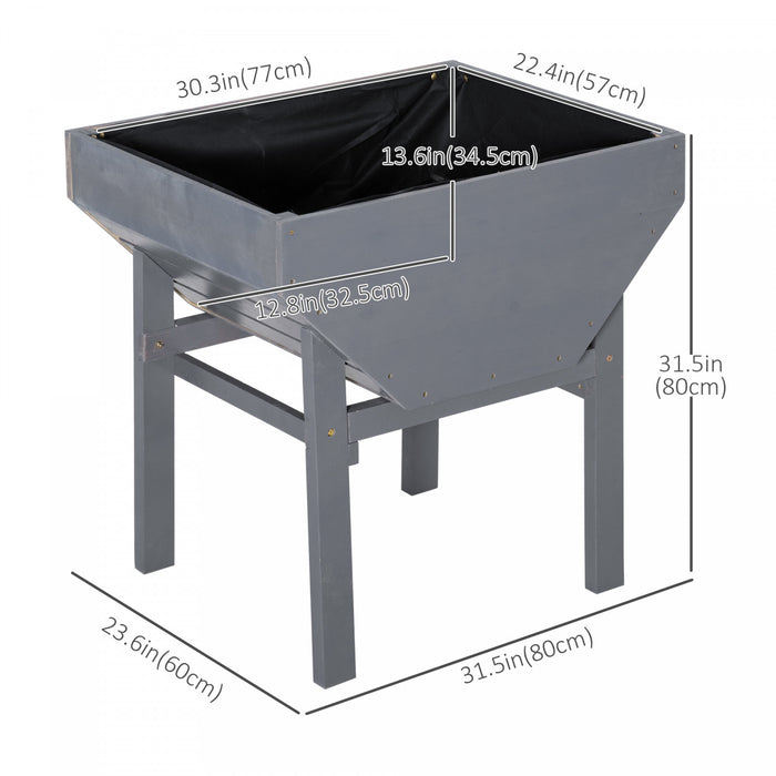 Outsunny Jardiniere Surelevee Lit De Culture Jardin En Bois Avec Tissu Non-tisse, Boite Bac A Pantes Pour L'exterieur Gris