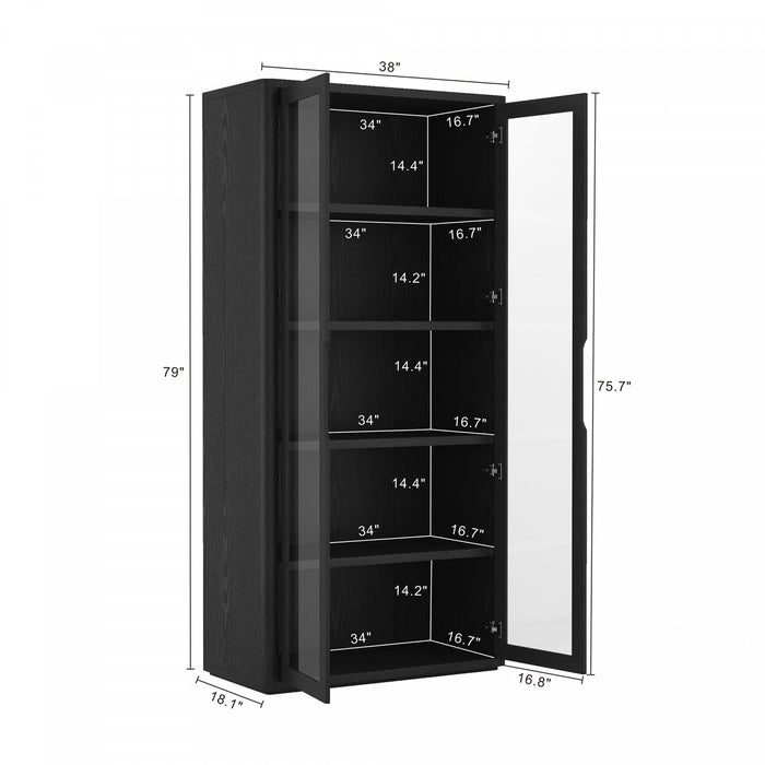 Armoire bibliotheque moderne Rivington 38\" en noir - Lot de 2
