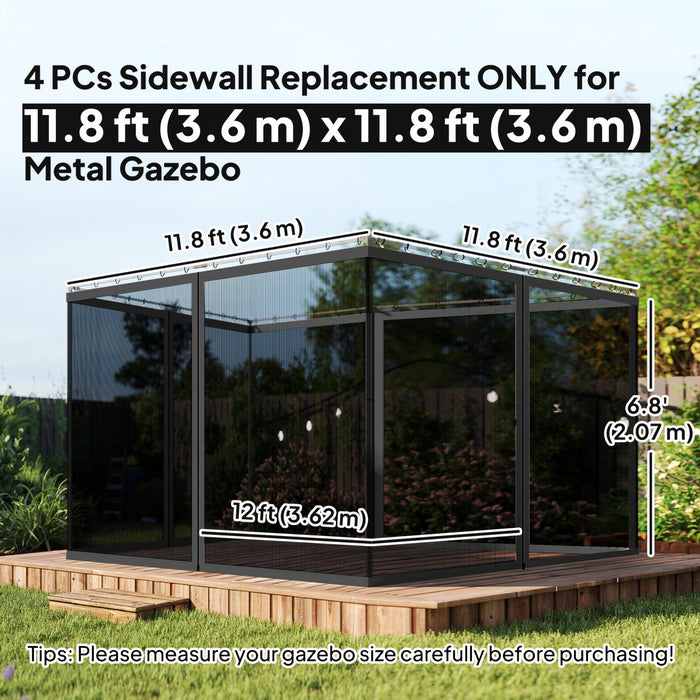 Outsunny Moustiquaire de Remplacement pour Gazebo 12' x 12', Noir