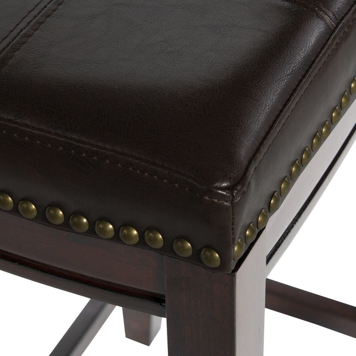 Tabouret Claridge de hauteur comptoir en similicuir brun et sans dossier - ensemble de 2