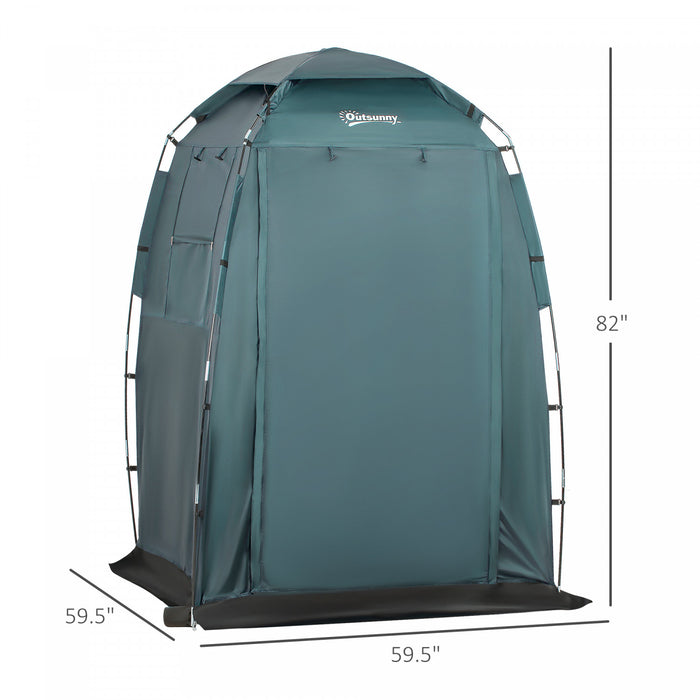Outsunny Tente De Douche De Camping Pop Up Pliable Portable Avec Fenetres, Tapis De Sol Et Sac De Transport 60\" X 60\" X 82\" Vert