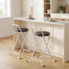 HOMCOM Folding Stools Set of 2, Foldable Bar Stools with PU Seat, Black