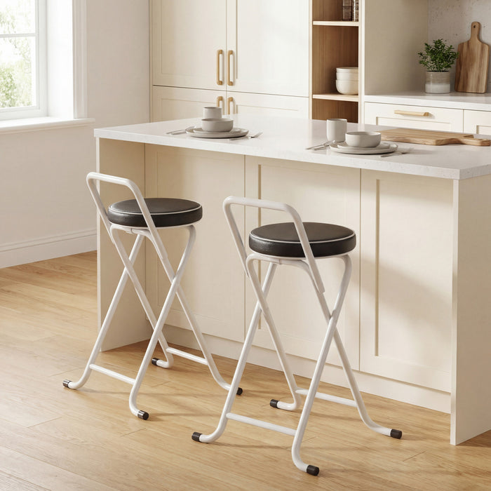 HOMCOM Lot de 2 Tabourets de Bar Pliables, Siege en PU, Noir