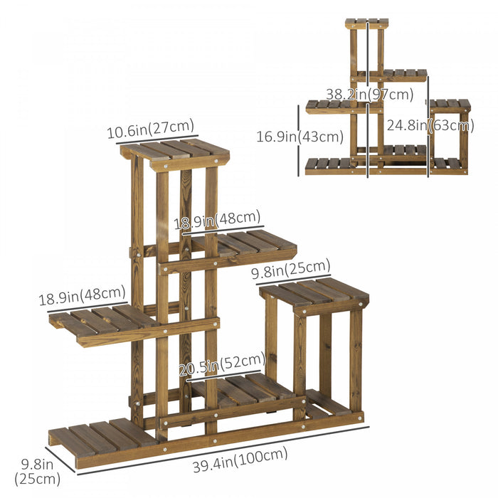Outsunny Support Pour Plantes En Bois A 6 Niveaux Pour Plantes, Support Pour Pots De Fleurs Multiples Pour Salon, Coin Patio, Balcon