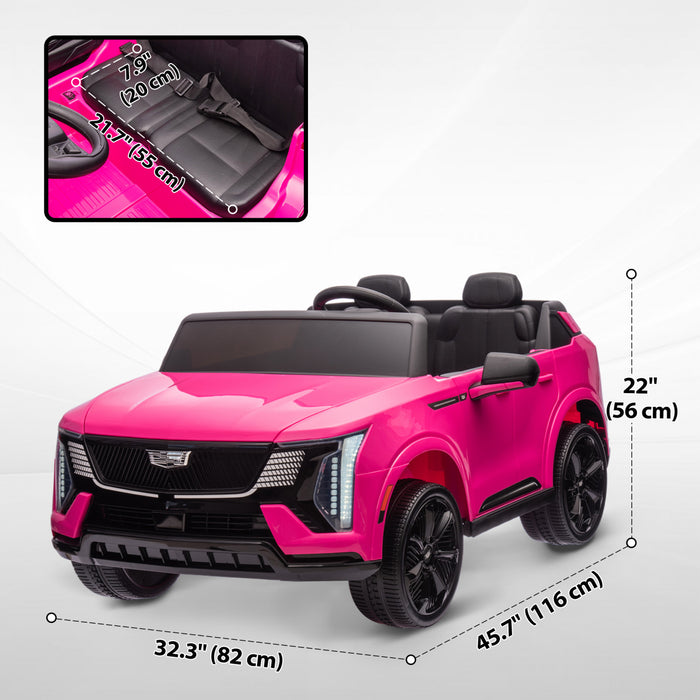 Qaba Camion 2 Places, 12 V Cadillac Escalade, Voiture Electrique Pour Enfants Alimentee Par Batterie Avec Telecommande 4 Roues A Suspension A Ressort, Lumieres Pour 3 A 8 Ans, Rose