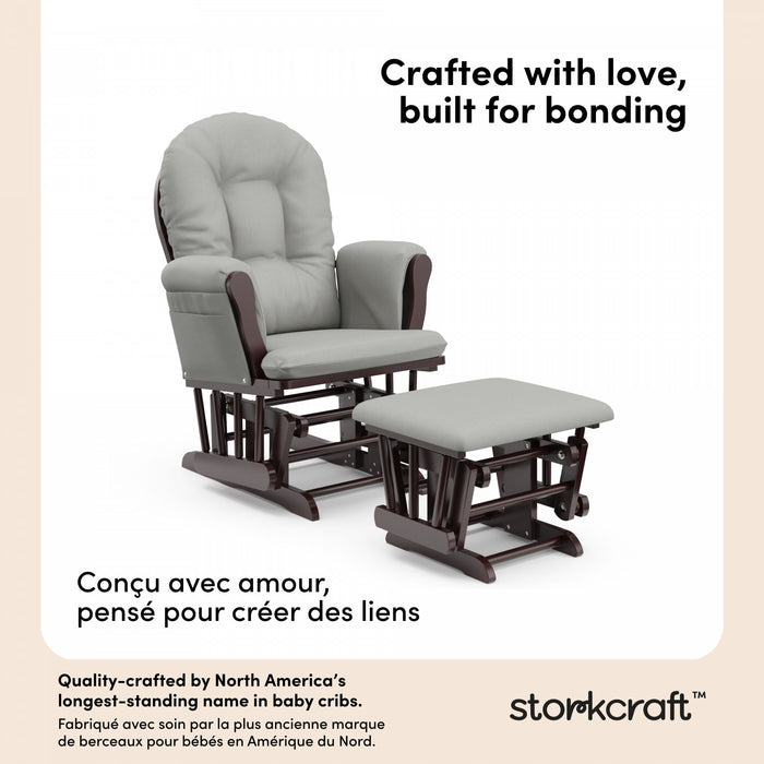 Storkcraft Hoop Fauteuil bercant et pouf - Espresso avec gris clair