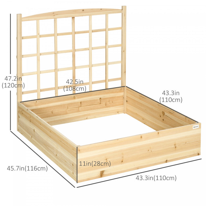 Outsunny Grand Lit De Jardin Sureleve Avec Treillis Pour Plantes Grimpantes, Jardinieres En Bois De 47 Pouces Pour Plantes D'exterieur, Legumes, Fleurs, Herbes, Assemblage Facile, Ton Naturel