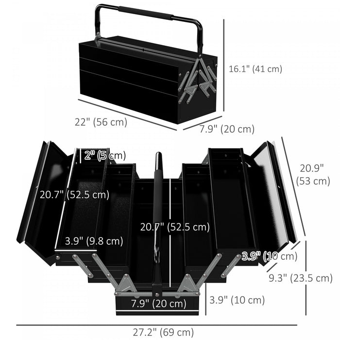 Durhand Boite A Outils En Metal, Coffre A Outils En Acier Avec Poignee Noir
