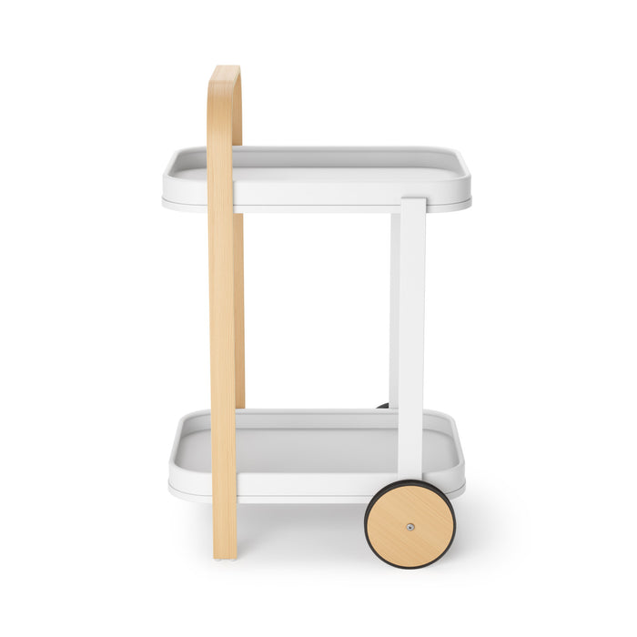Chariot-bar et de rangement moderne Bellwood de Umbra en acier - blanc et naturel